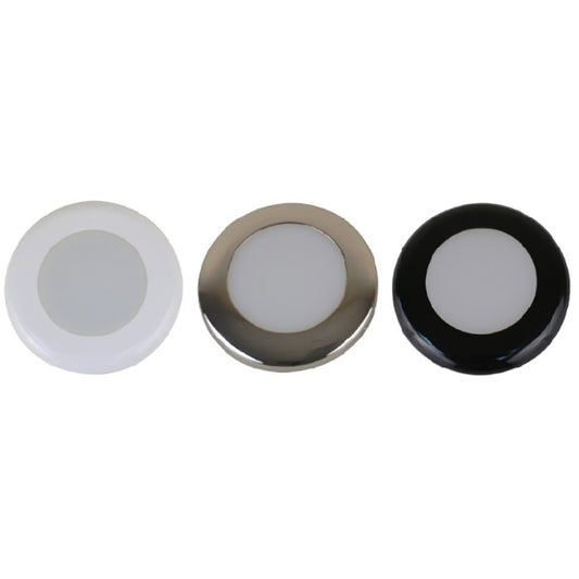 Scandvik A3C Downlight Kit - Warm White w/SS, White, & Black Trim Rings (Pack of 4)