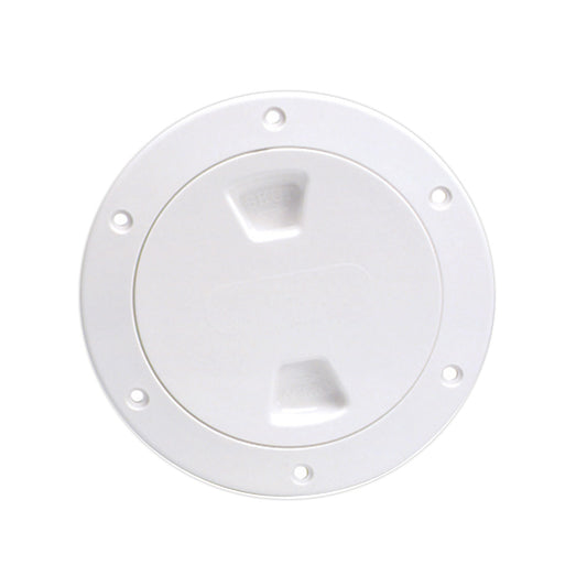 Beckson 4" Smooth Center Screw-Out Deck Plate - White (Pack of 4)