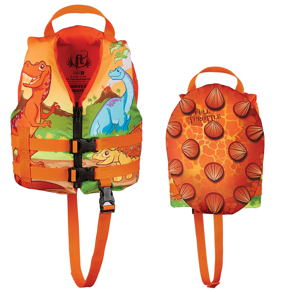 Full Throttle Water Buddies Life Vest - Child 30-50lbs - Dinosaurs (Pack of 4)