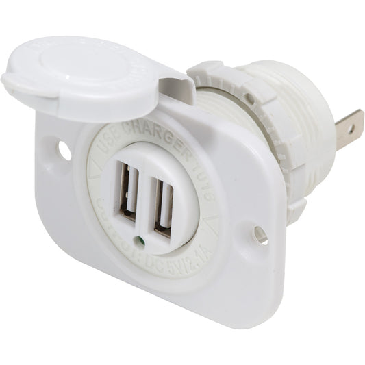 Blue Sea 12V DC Dual USB Charger Socket - White (Pack of 4)