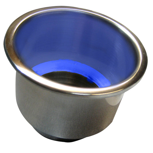 Whitecap Flush Mount Cup Holder w/Blue LED Light - Stainless Steel (Pack of 2)