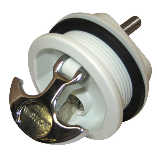 Whitecap T-Handle Latch - Chrome Plated Zamac/White Nylon - Locking - Freshwater Use Only (Pack of 2)