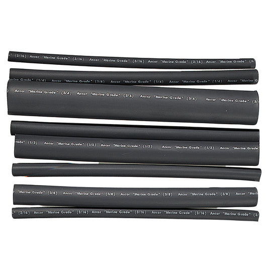 Ancor Adhesive Lined Heat Shrink Tubing - Assorted 8-Pack, 6", 20-2/0 AWG, Black (Pack of 6)