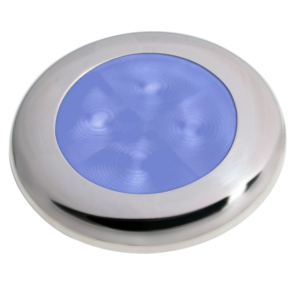 Hella Marine Slim Line LED 'Enhanced Brightness' Round Courtesy Lamp - Blue LED - Stainless Steel Bezel - 12V (Pack of 2)