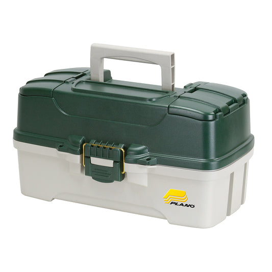 Plano 3-Tray Tackle Box w/Duel Top Access - Dark Green Metallic/Off White (Pack of 4)