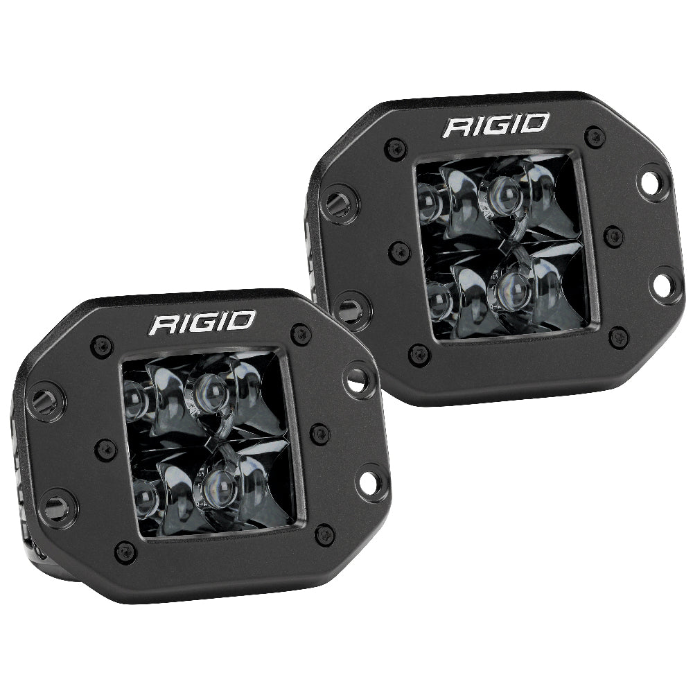 RIGID Industries D-Series PRO Flush Mount - Spot LED - Midnight Edition - Pair - Black