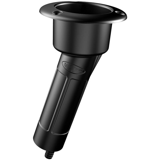 Mate Series Plastic 15° Rod & Cup Holder - Drain - Round Top - Black (Pack of 6)