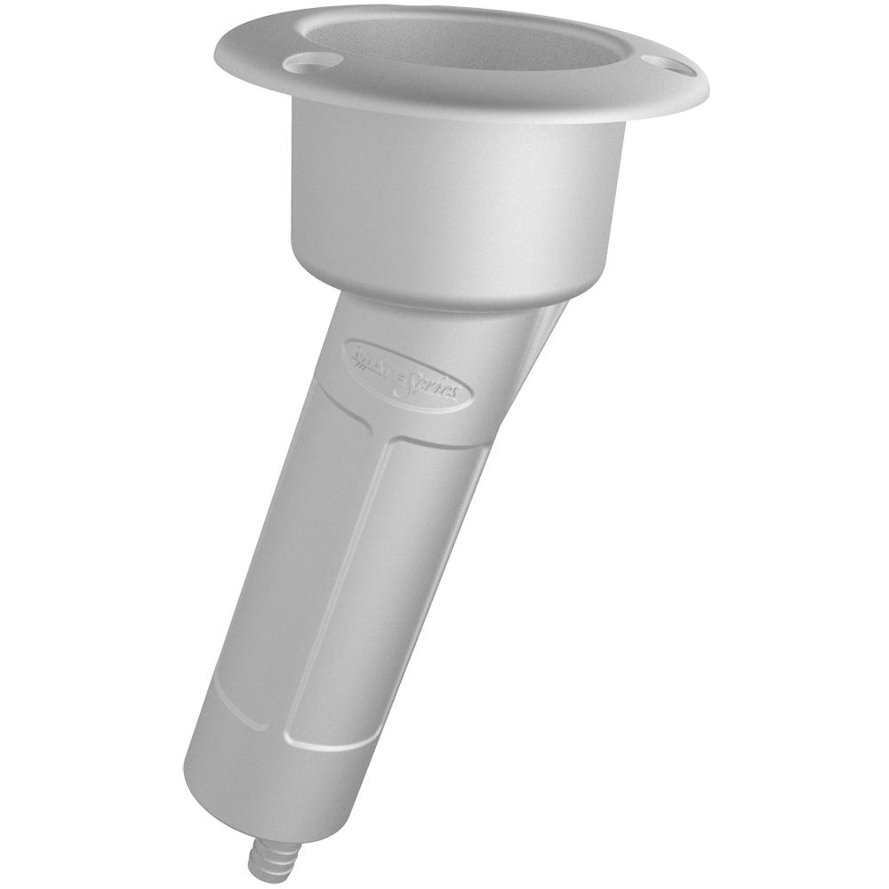 Mate Series Plastic 15° Rod & Cup Holder - Drain - Round Top - White (Pack of 6)