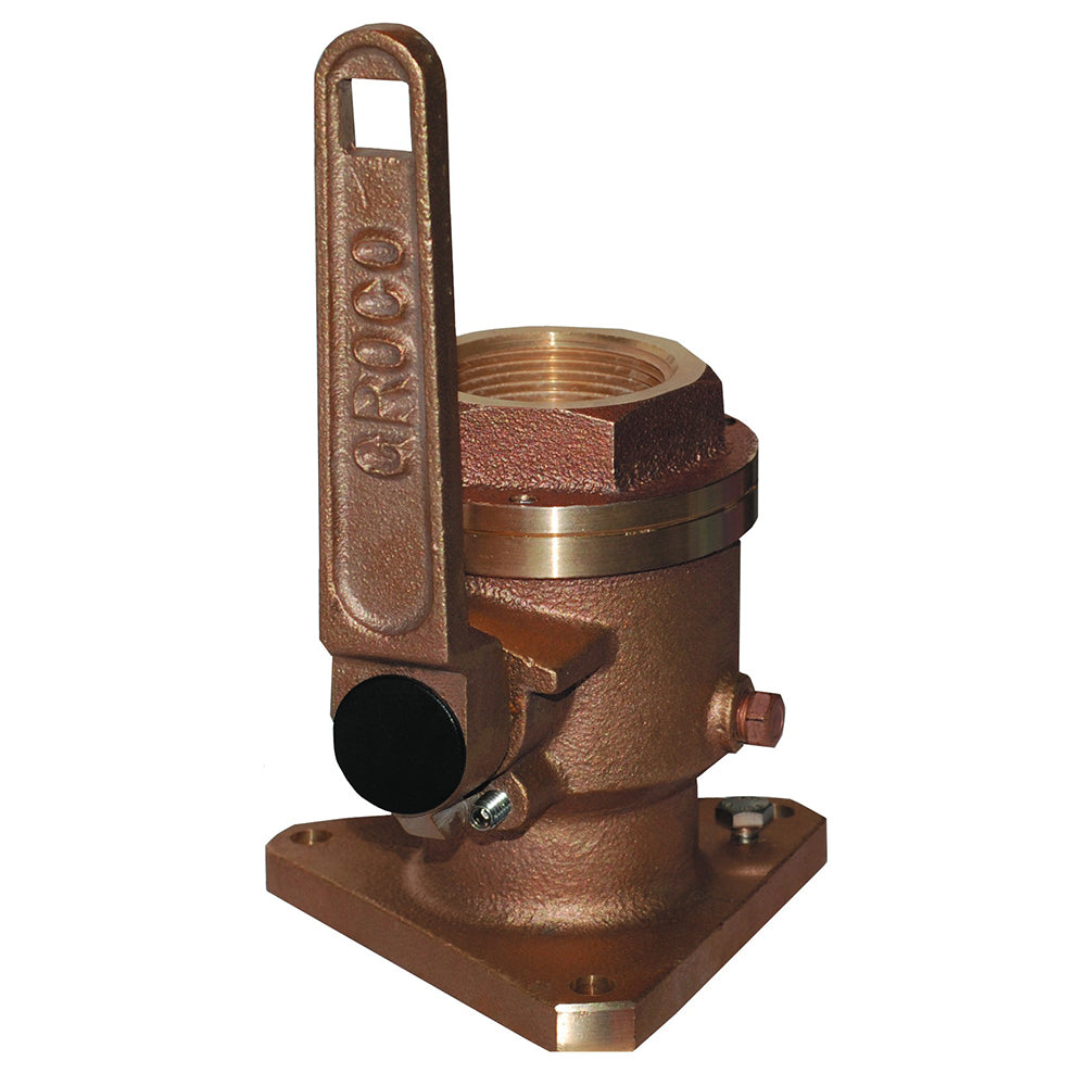 GROCO 1-1/4" Bronze Flanged Full Flow Seacock