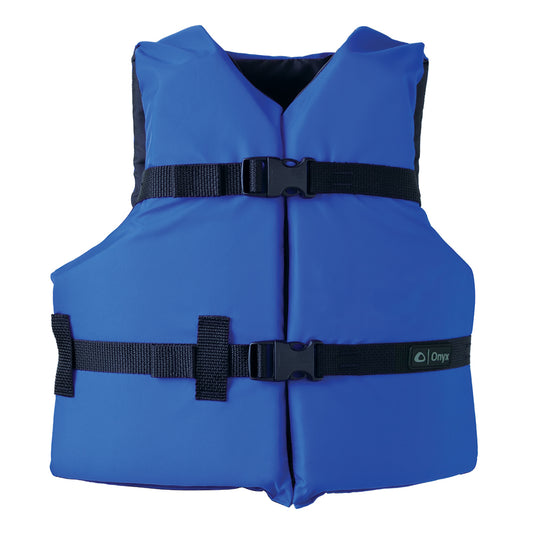 Onyx Nylon General Purpose Life Jacket - Youth 50-90lbs - Blue (Pack of 4)