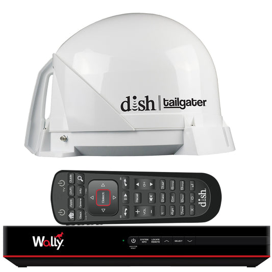 KING DISH® Tailgater® Satellite TV Antenna Bundle w/DISH® Wally® HD Receiver & Cables