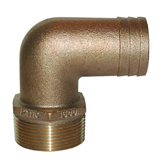 GROCO 1" NPT x 1" ID Bronze 90 Degree Pipe to Hose Fitting Standard Flow Elbow (Pack of 4)