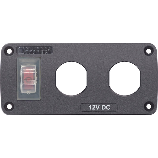 Blue Sea 4364 Water Resistant USB Accessory Panel - 15A Circuit Breaker, 2x Blank Apertures (Pack of 4)