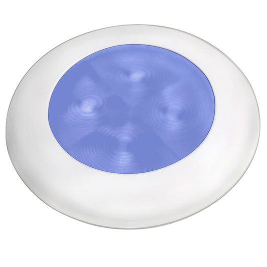 Hella Marine Blue LED Round Courtesy Lamp - White Bezel - 24V (Pack of 2)