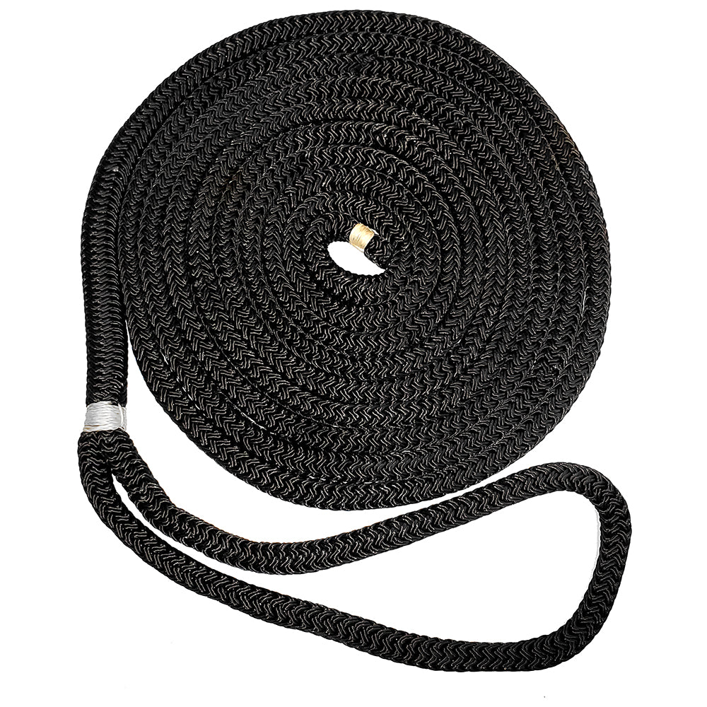 New England Ropes 3/8" Double Braid Dock Line - Black - 15' (Pack of 2)