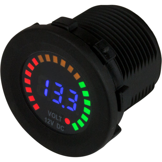 Sea-Dog Round Voltage Meter DC - 5V-15V w/Rainbow Dial (Pack of 2)