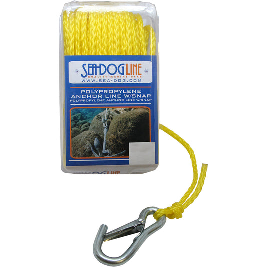 Sea-Dog Poly Pro Anchor Line w/Snap - 1/4" x 50' - Yellow (Pack of 6)