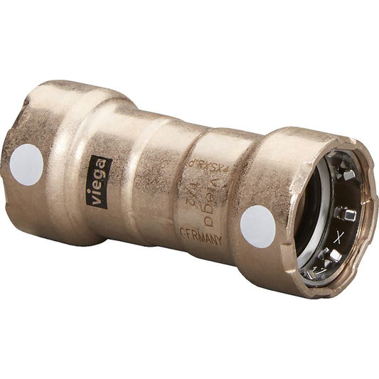Viega MegaPress 3/4" Copper Nickel Coupling w/Stop Double Press Connection - Smart Connect Technology (Pack of 6)