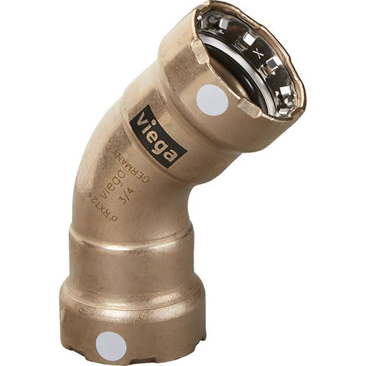 Viega MegaPress 3/4" 45° Copper Nickel Elbow - Double Press Connection - Smart Connect Technology (Pack of 4)