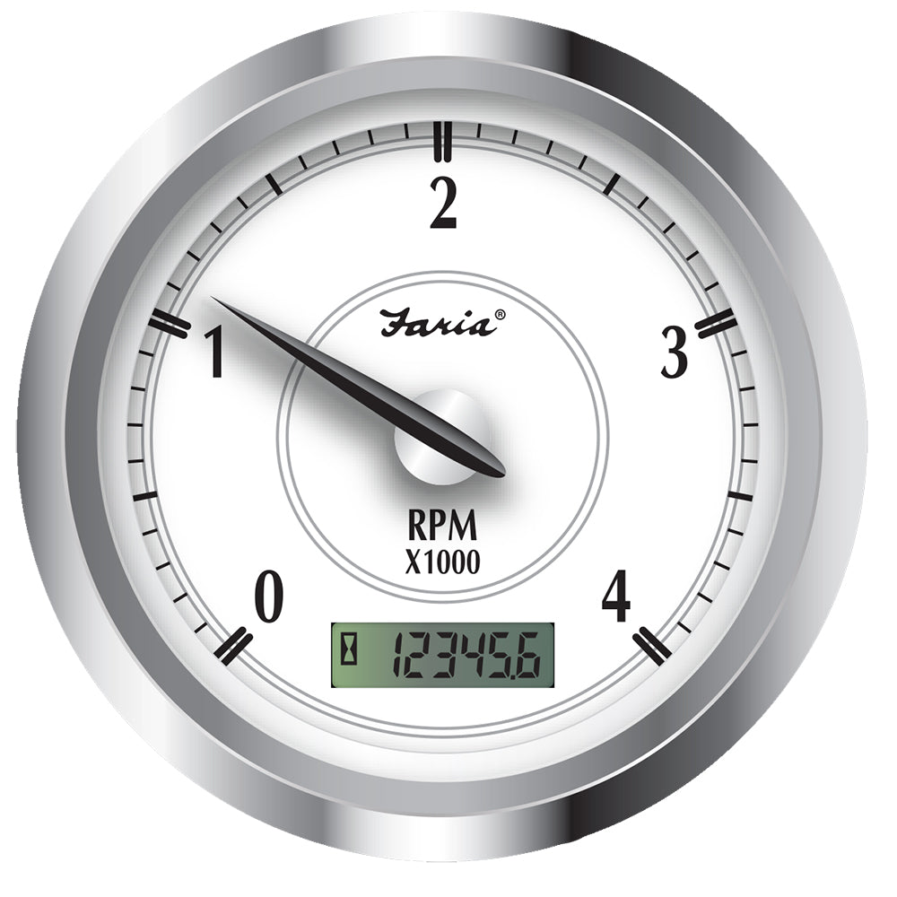 Faria Newport SS 4" Tachometer w/Hourmeter f/Diesel w/Mech Take Off - 4000 RPM