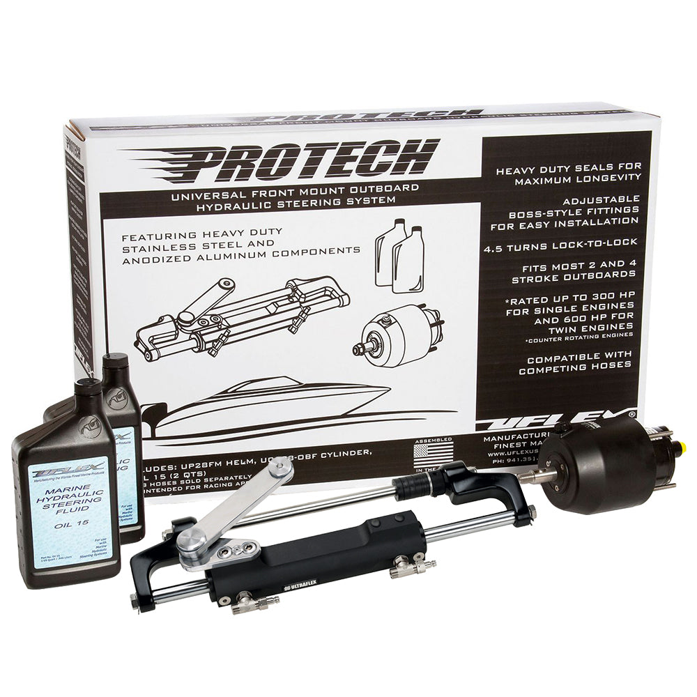Uflex PROTECH 1.1 Front Mount OB Hydraulic System - Includes UP28 FM Helm, Oil & UC128-TS/1 Cylinder - No Hoses