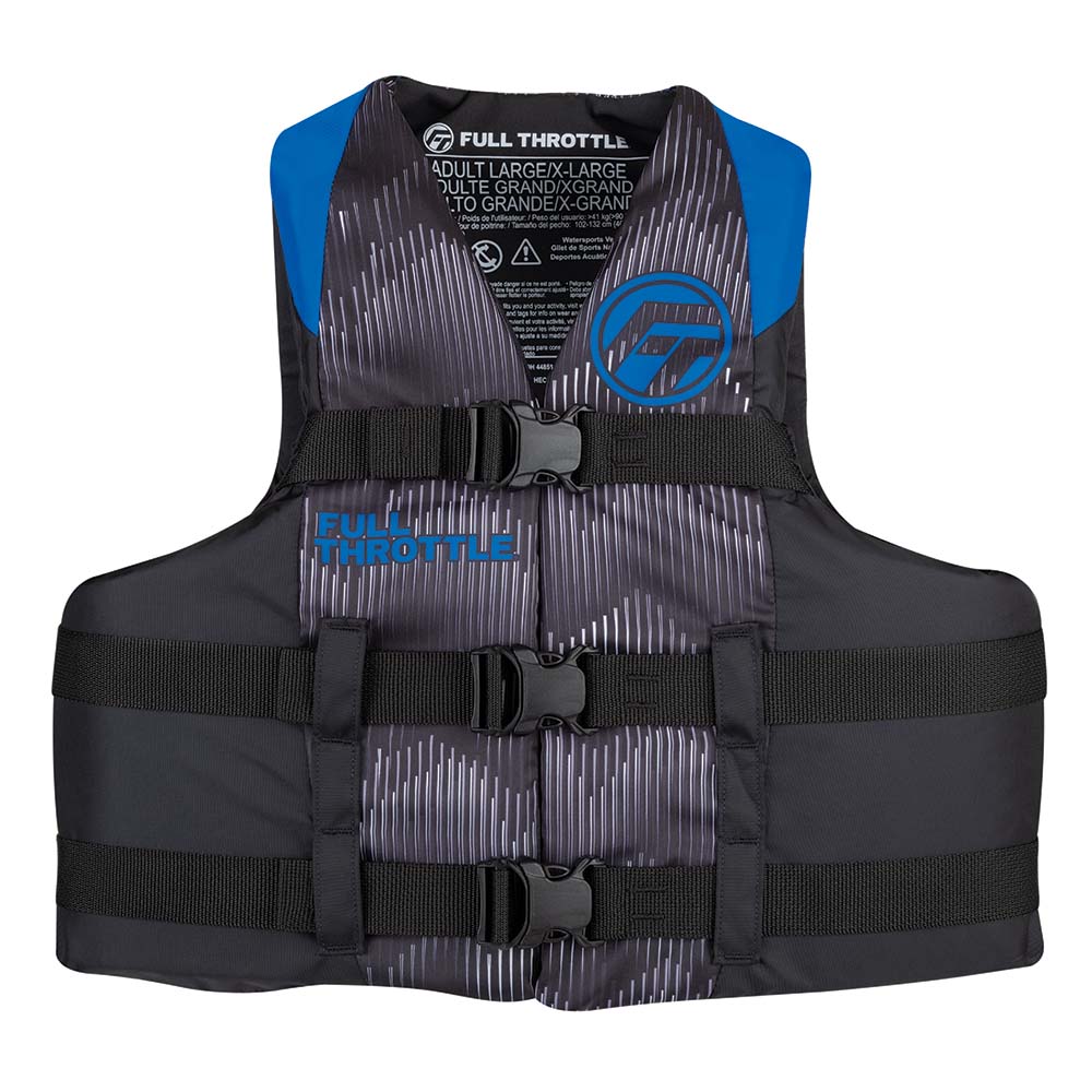 Full Throttle Adult Nylon Life Jacket - S/M - Blue/Black (Pack of 4)