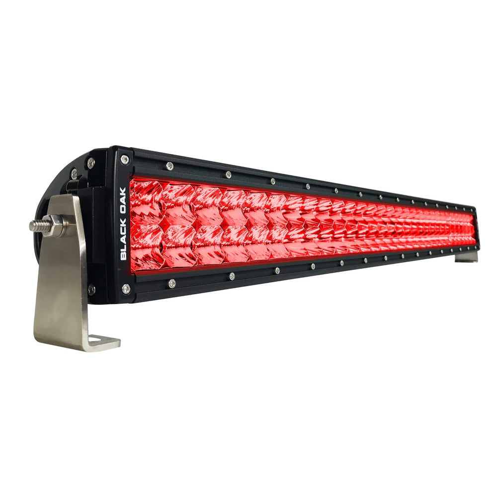 Black Oak 30" Curved Double Row Red LED Predator Hunting Light Bar - Combo Optics - Black Housing - Pro Series 3.0