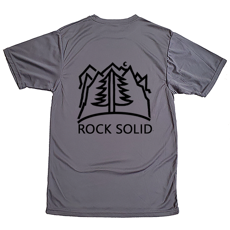 Night Mountain Tree Hiking Camping Perform T-Shirt (Black Design)