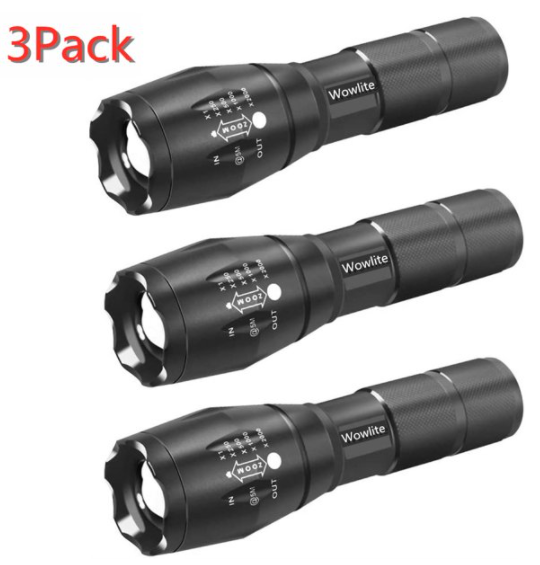 3 Pack LED Flashlight Portable 2000 Lumens Rechargeable Mini Flashlight with 5 Light Modes