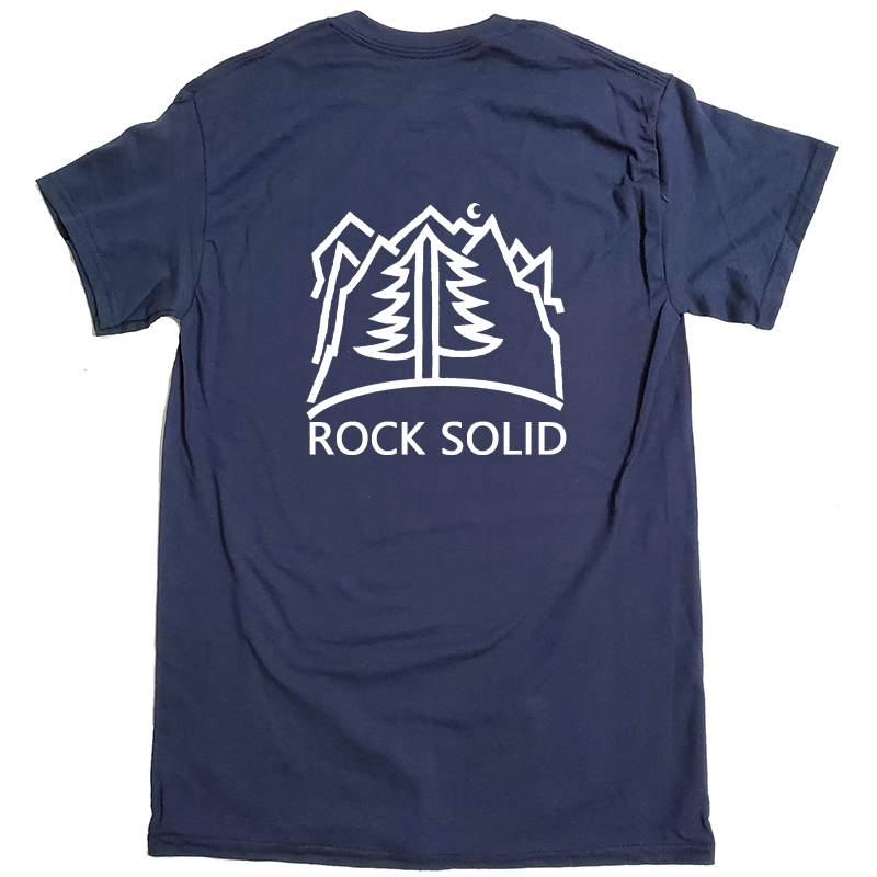 Night Mountain Tree Hiking Camping Dry-Blend T-Shirt (White Design)