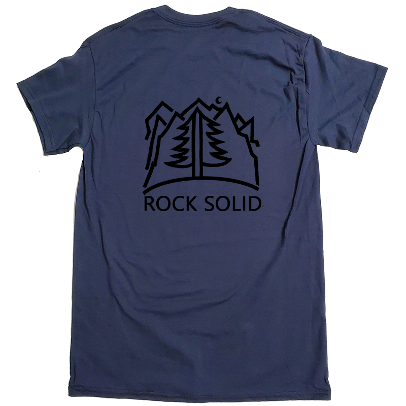 Night Mountain Tree Hiking Camping Dry-Blend T-Shirt (Black Design)
