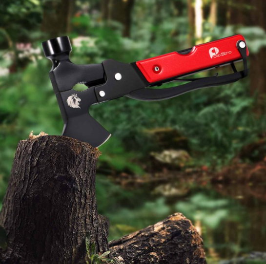 Multitool Camping Accessories, Survival Gear and Equipment, Hatchet with Knife Axe Hammer