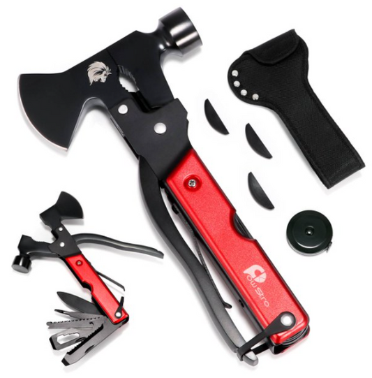 Multitool Camping Accessories, Survival Gear and Equipment, Hatchet with Knife Axe Hammer