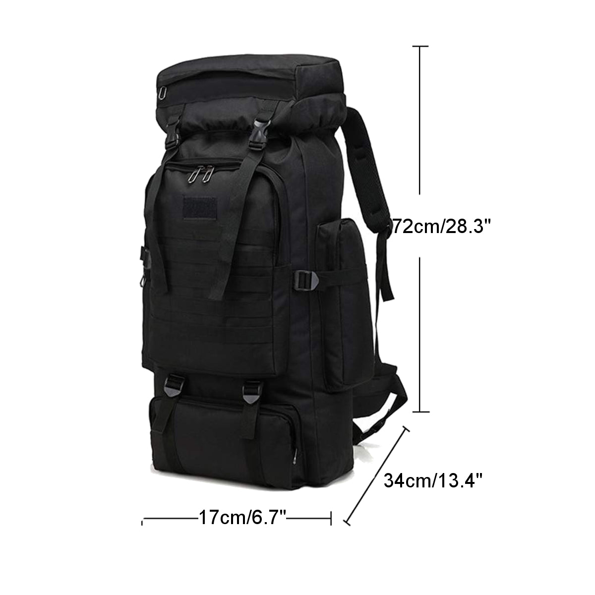 80L Black Tactical Backpack Large Capacity Waterproof