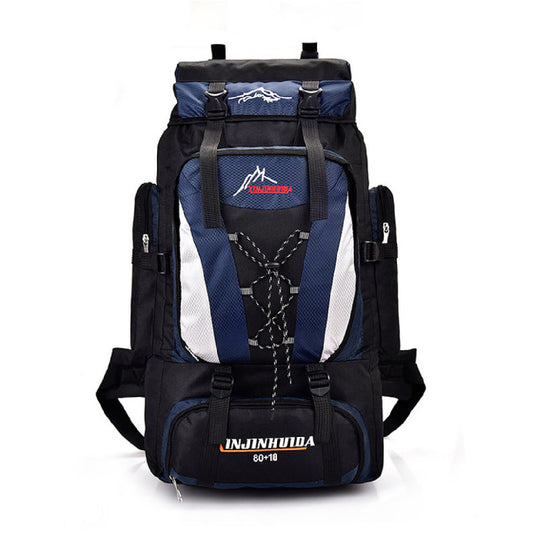 80L+10L Waterproof Nylon Travel-Backpack Hiking Backpack Blue